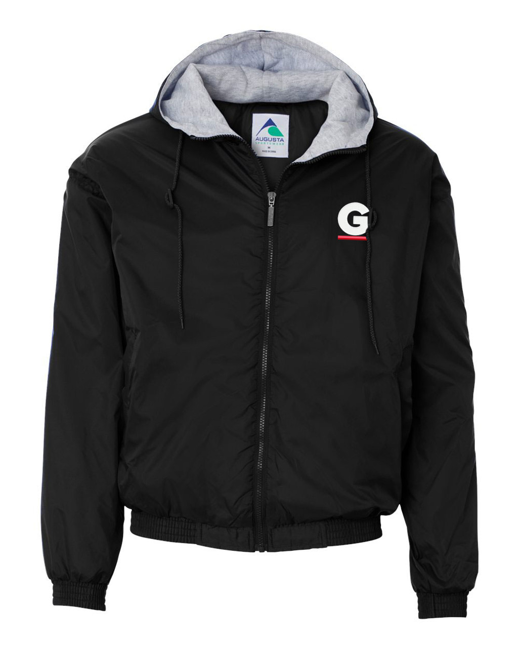 Gutterglove® EMBROIDERED FLC WHITE & RED G - Fleece-Lined Hooded Jacket -  Black