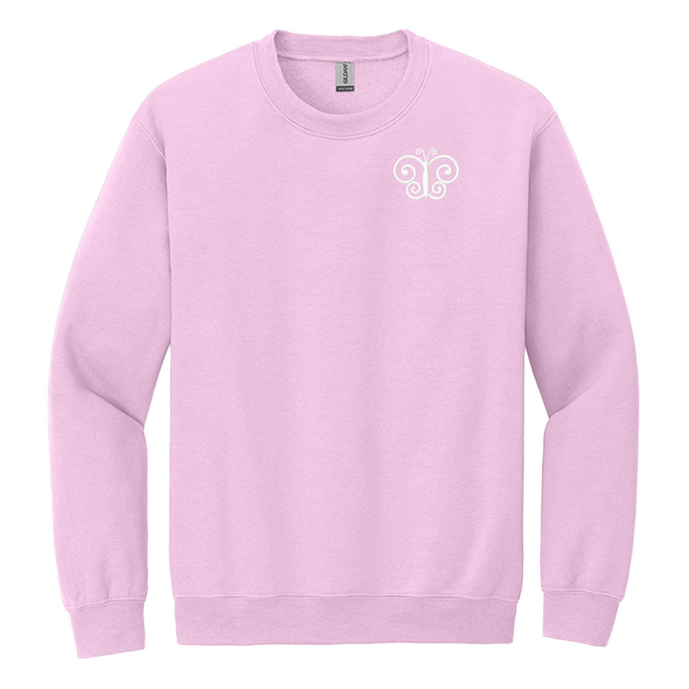 TSSUS Embroidered Butterfly Icon Unisex Crewneck Sweatshirt - Light Pink