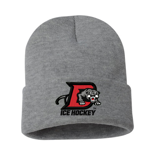 Drury Hockey Embroidered PANTHERS ICE HOCKEY Cuffed Beanie - Dark Heather Grey