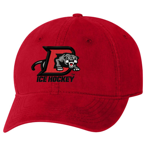 Drury Hockey Embroidered PANTHERS ICE HOCKEY Unstructured Dad Cap - Red