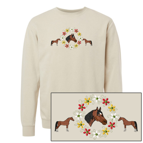 Horse Show EMBROIDERED Garment Dyed Unisex Sweatshirt - Pigment Ivory