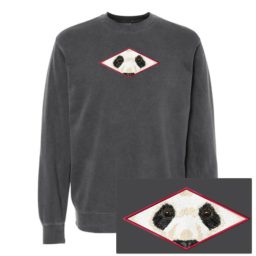 Peek-a-Boo Panda EMBROIDERED Garment Dyed Unisex Sweatshirt - Pigment Black