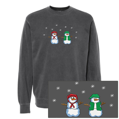 Snow Couple EMBROIDERED Garment Dyed Unisex Sweatshirt - Pigment Black