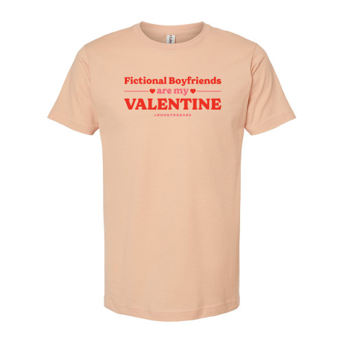 #BookTokBabe FICTIONAL BOYFRIENDS VALENTINE Unisex Ringspun Tee - Peach