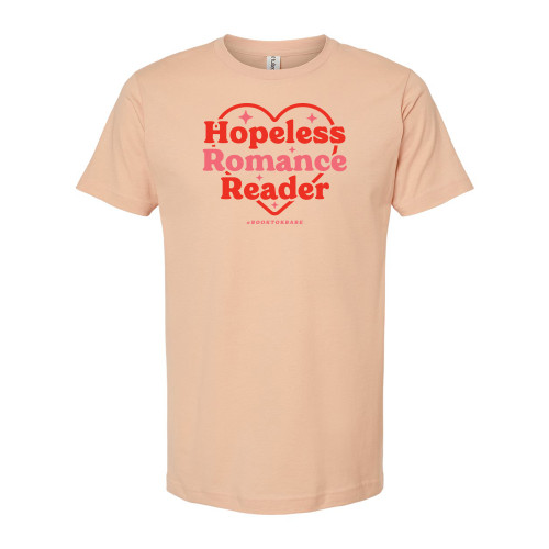#BookTokBabe HOPELESS ROMANCE READER Unisex Ringspun Tee - Peach