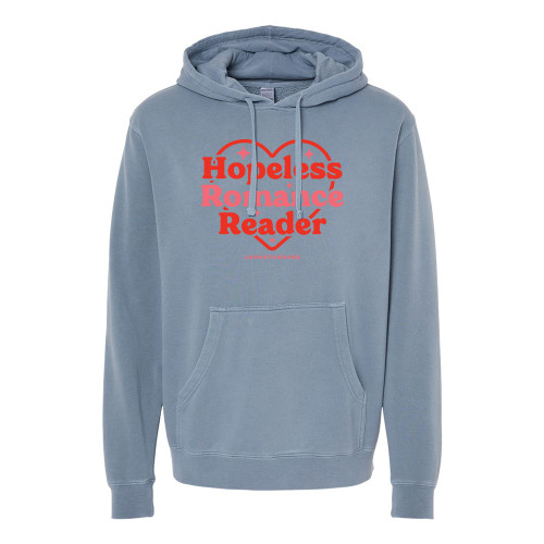 #BookTokBabe HOPELESS ROMANCE READER Unisex Premium Pigment Dyed Hooded Sweatshirt - Slate Blue