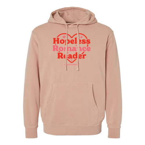 #BookTokBabe HOPELESS ROMANCE READER Unisex Premium Pigment Dyed Hooded Sweatshirt - Dusty Pink