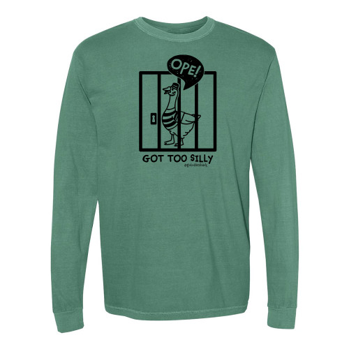 Silly Goose OPE TOO SILLY Premium Long Sleeve Comfort Colors® Unisex Tee - Light Green