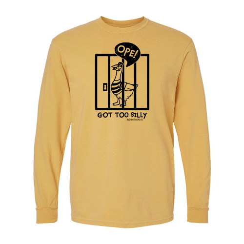 Silly Goose OPE TOO SILLY Premium Long Sleeve Comfort Colors® Unisex Tee - Mustard