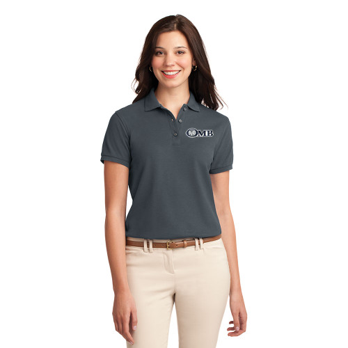 Old Missouri Bank OMB LOGO Embroidered Ladies Silk Touch Polo - Steel Grey