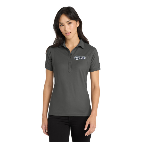 Old Missouri Bank OMB LOGO Embroidered Ladies Premium Performance Polo - Diesel Grey
