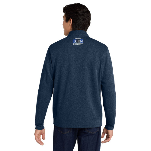 SAHRA SHRM - EMBROIDERED Executive Unisex Quarter-Zip Pullover - Estate Blue Heather