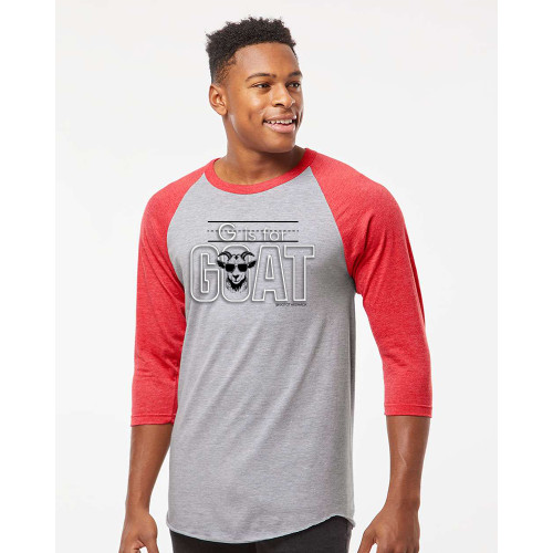 GOAT - PUFF INK - Greatest of All Time - Baseball Tee - Heather Grey/Heather Red
