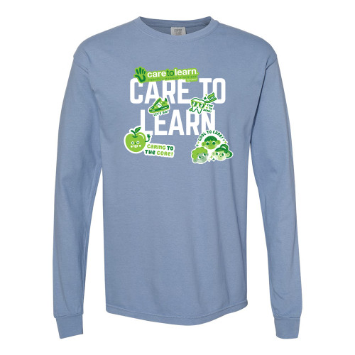 Care to Learn Republic STICKER COLLAGE Premium Long Sleeve Comfort Colors® Unisex Tee - Washed Denim