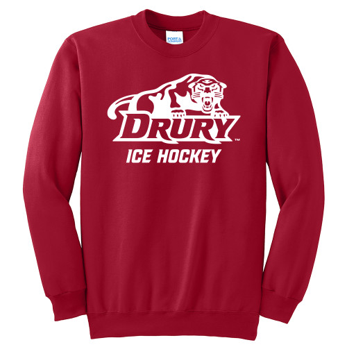 *2025* Drury Hockey PANTHER WORDMARK Basic Unisex Crewneck Sweatshirt - Red