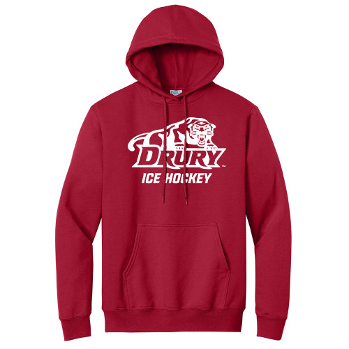 *2025* Drury Hockey PANTHER WORDMARK Basic Unisex Hooded Sweatshirt - Red