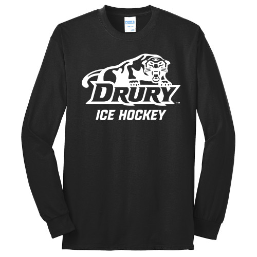 *2025* Drury Hockey PANTHER WORDMARK Basic Unisex Long Sleeve Tee - Jet Black