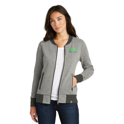 Volt Embroidered New Era® Ladies French Terry Baseball Full-Zip - Light Graphite Twist/ Graphite