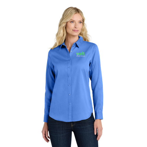 Volt Embroidered Ladies SuperPro Long Sleeve Button-Up Shirt - Ultramarine Blue Volt Embroidered Ladies SuperPro Long Sleeve Button-Up Shirt - Ultramarine Blue