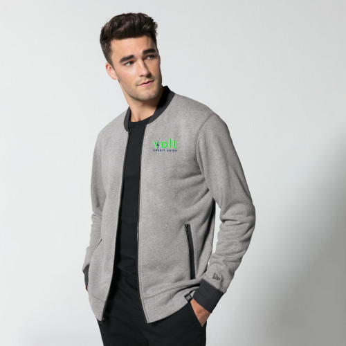 Volt Embroidered New Era® French Terry Baseball Full-Zip - Light Graphite Twist