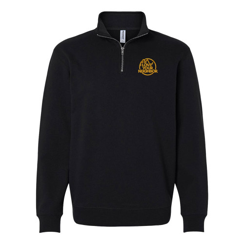 The Venues EMBROIDERED LYN ICON Quarter Zip Pullover - Black