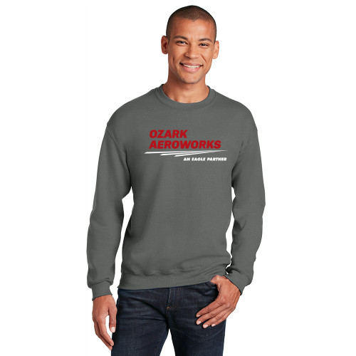 Ozark Aeroworks FULL FRONT RED & WHITE AN EAGLE PARTNER - TALL Unisex Crewneck Sweatshirt - Charcoal