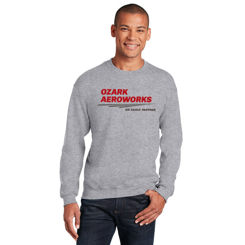 Ozark Aeroworks FULL FRONT RED & GREY AN EAGLE PARTNER - TALL Unisex Crewneck Sweatshirt - Athletic Heather