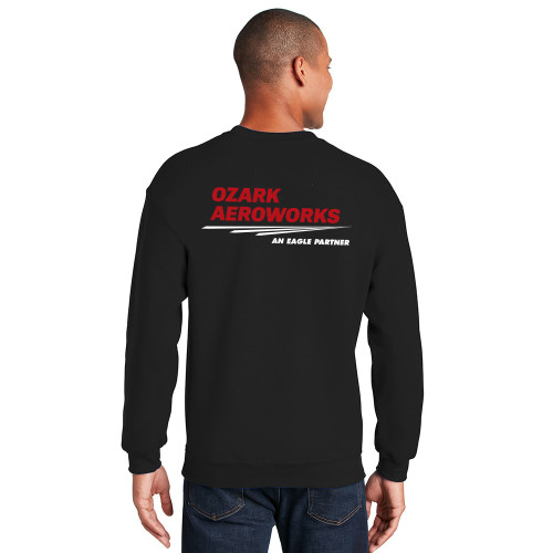 Ozark Aeroworks FLC & FULL BACK RED & WHITE AN EAGLE PARTNER - TALL Unisex Crewneck Sweatshirt - Black