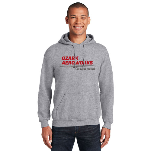 Ozark Aeroworks FULL FRONT RED & GREY AN EAGLE PARTNER - TALL Unisex Hoodie - Athletic Heather