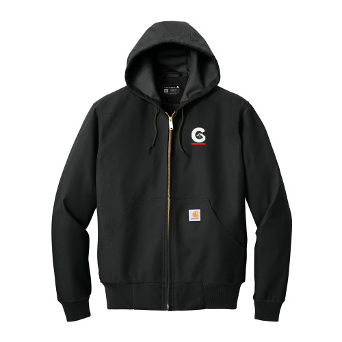 Gutterglove® EMBROIDERED FLC WHITE & RED G HOME® Carhartt® Thermal-Lined Duck Active Jac - Black