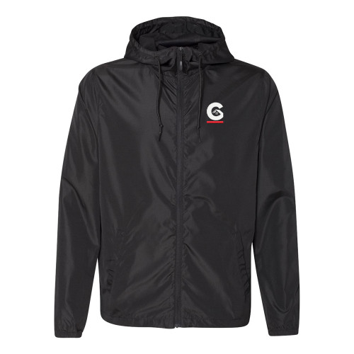 Gutterglove® EMBROIDERED FLC WHITE & RED G HOME® Unisex Full Zip Windbreaker - Black