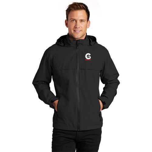 Gutterglove® EMBROIDERED FLC WHITE & RED G HOME® TALL Hooded Waterproof Jacket - Black