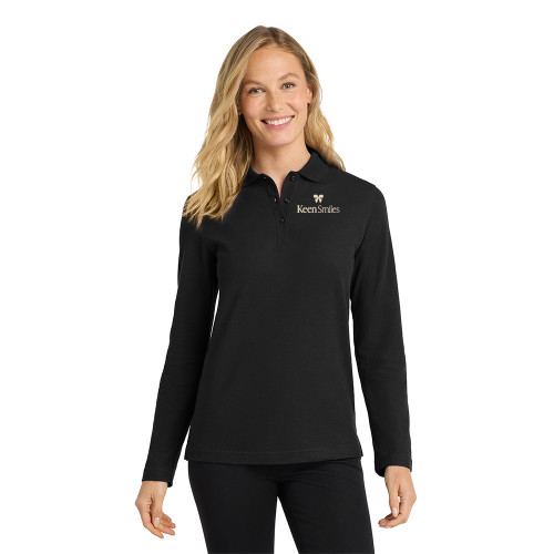 Keen Smiles EMBROIDERED FLC Ladies Silk Touch Long Sleeve Polo