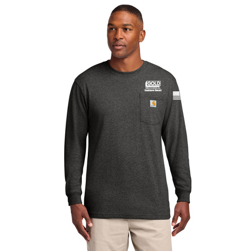 Gold Mechanical WHITE PRINT Carhartt Long Sleeve Pocket Tee