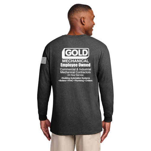 Gold Mechanical WHITE PRINT Carhartt Long Sleeve Pocket Tee