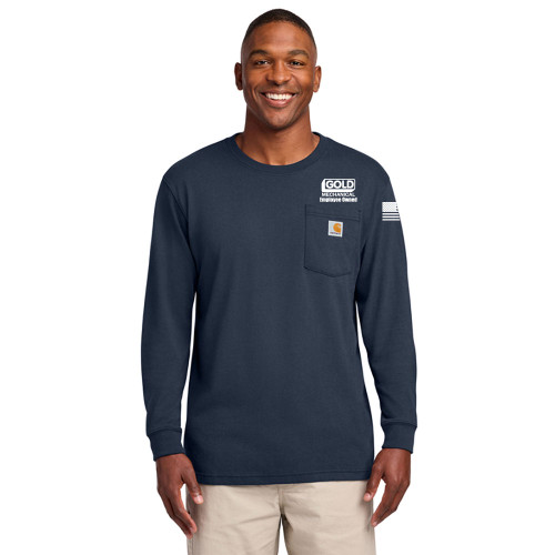 Gold Mechanical WHITE PRINT Carhartt Long Sleeve Pocket Tee