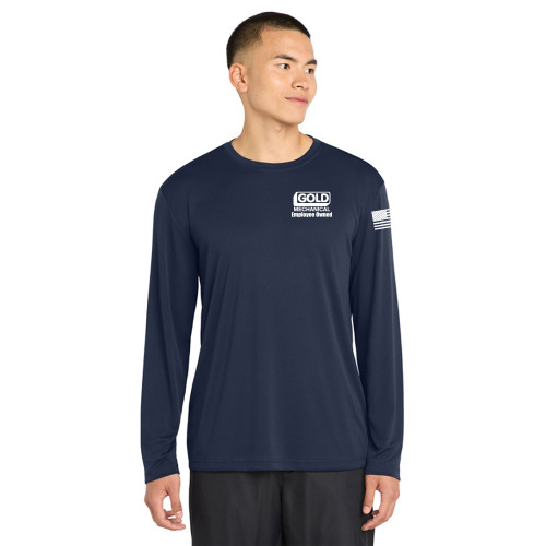 Gold Mechanical WHITE PRINT Dri-Fit Long Sleeve Tee
