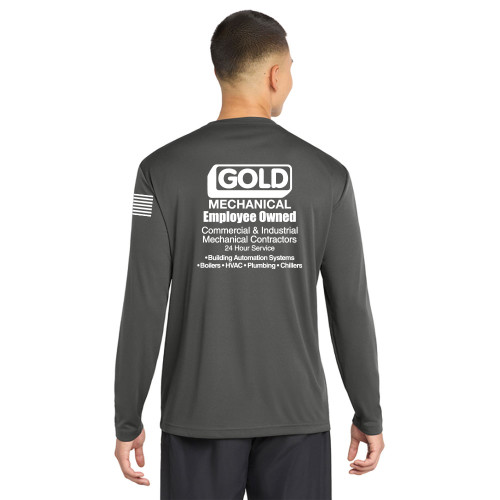 Gold Mechanical WHITE PRINT Dri-Fit Long Sleeve Tee