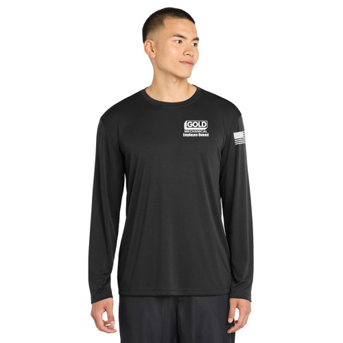 Gold Mechanical WHITE PRINT Dri-Fit Long Sleeve Tee