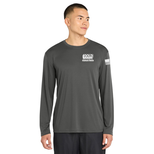 Gold Mechanical WHITE PRINT Dri-Fit Long Sleeve Tee