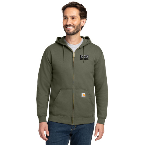 Gold Mechanical BLACK & WHITE Embroidered Carhartt® Midweight Hooded Zip-Front Sweatshirt