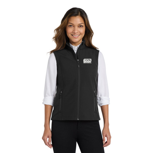 Gold Mechanical BLACK & WHITE Embroidered Ladies' Soft Shell Vest