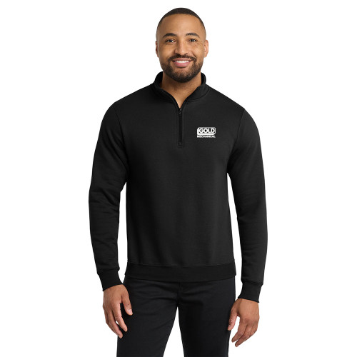 Gold Mechanical BLACK & WHITE Embroidered Fleece 1/4-Zip Pullover Sweatshirt