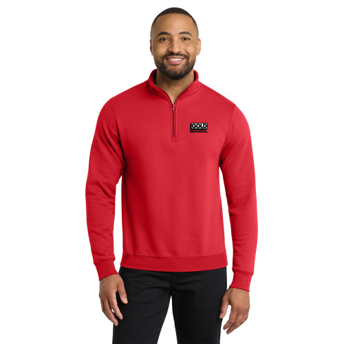 Gold Mechanical BLACK & WHITE Embroidered Fleece 1/4-Zip Pullover Sweatshirt