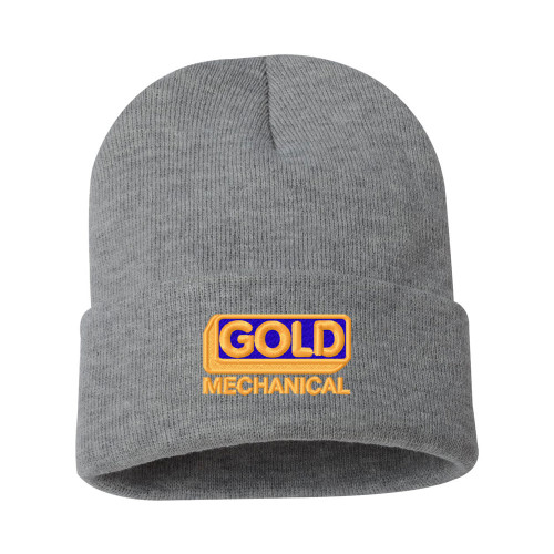 Gold Mechanical FULL COLOR Embroidered Beanie - Solid Cuffed