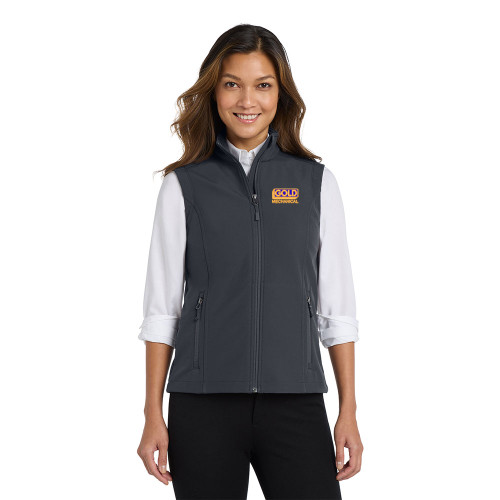 Gold Mechanical FULL COLOR Embroidered Ladies' Soft Shell Vest