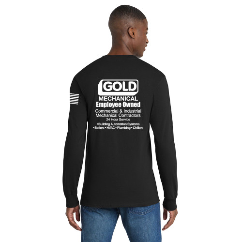 Gold Mechanical WHITE PRINT Long Sleeve Pocket Tee