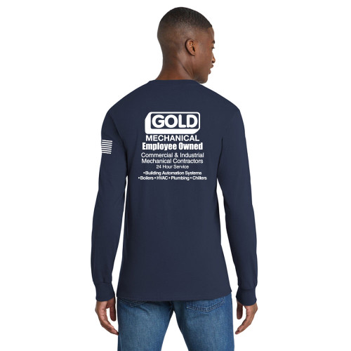 Gold Mechanical WHITE PRINT Long Sleeve Pocket Tee