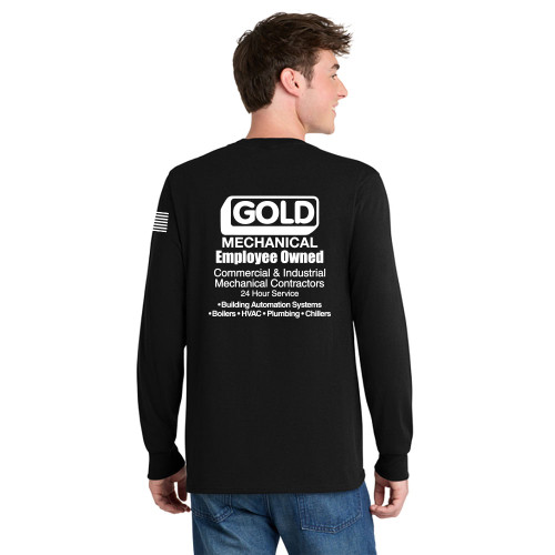 Gold Mechanical WHITE PRINT Long Sleeve Tee