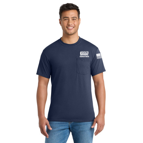 Gold Mechanical WHITE PRINT Short Sleeve Pocket Tee